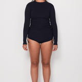 Ruched Rashguard - Black Rib