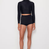 Turtleneck Crop Rashguard - All Black